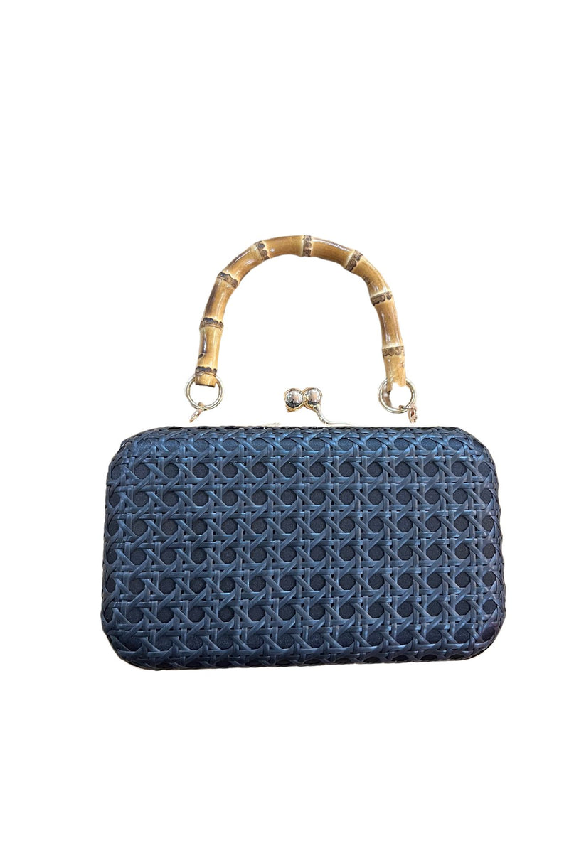 Woven Clutch with Bamboo Handle
