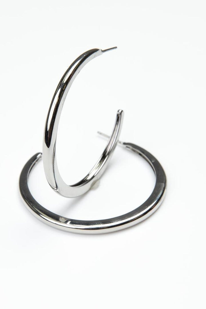 Michelle McDowell Large Silver Hoop Earrings