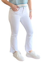 White High Rise Crop Flare Jeans