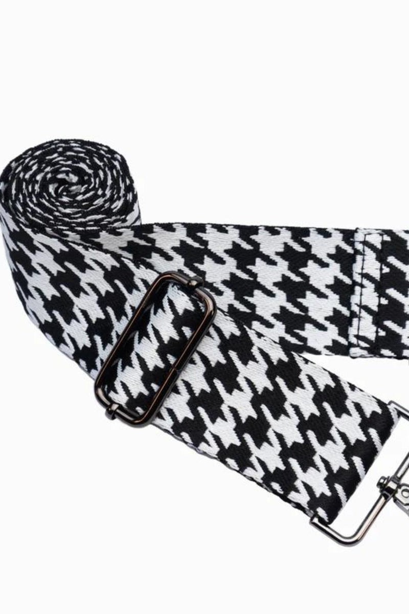 Black and White Houndstooth Guitar Strap
