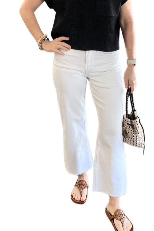 Vervet White High Rise Crop Wide Leg Jeans
