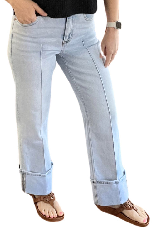 Holly High Rise Cuffed Straight Positano Jeans