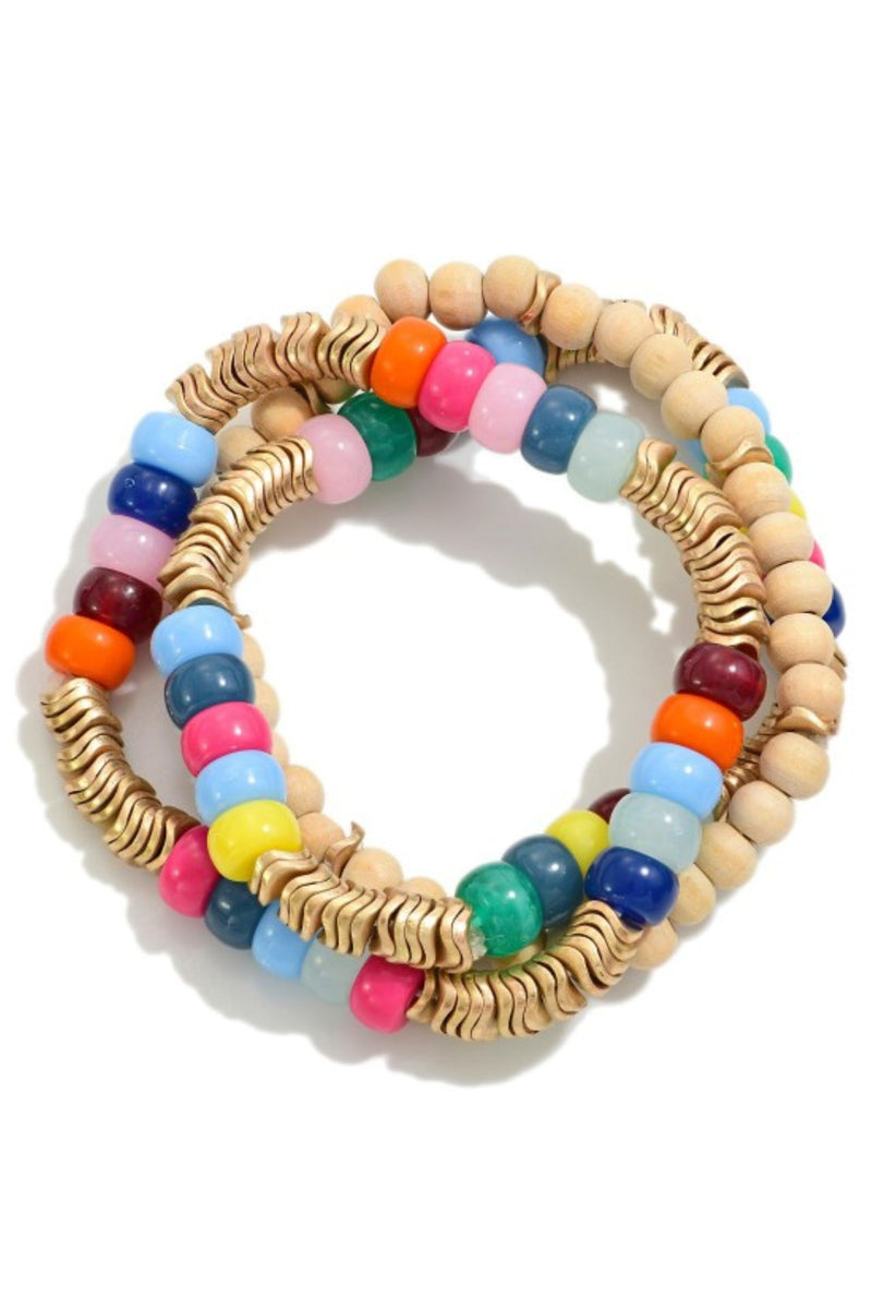 Beaded 3 Strand Stretch Bracelet