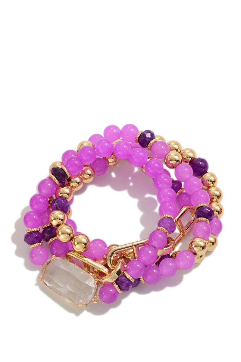 Purple and Gold 4 Strand Stretch Bracelet