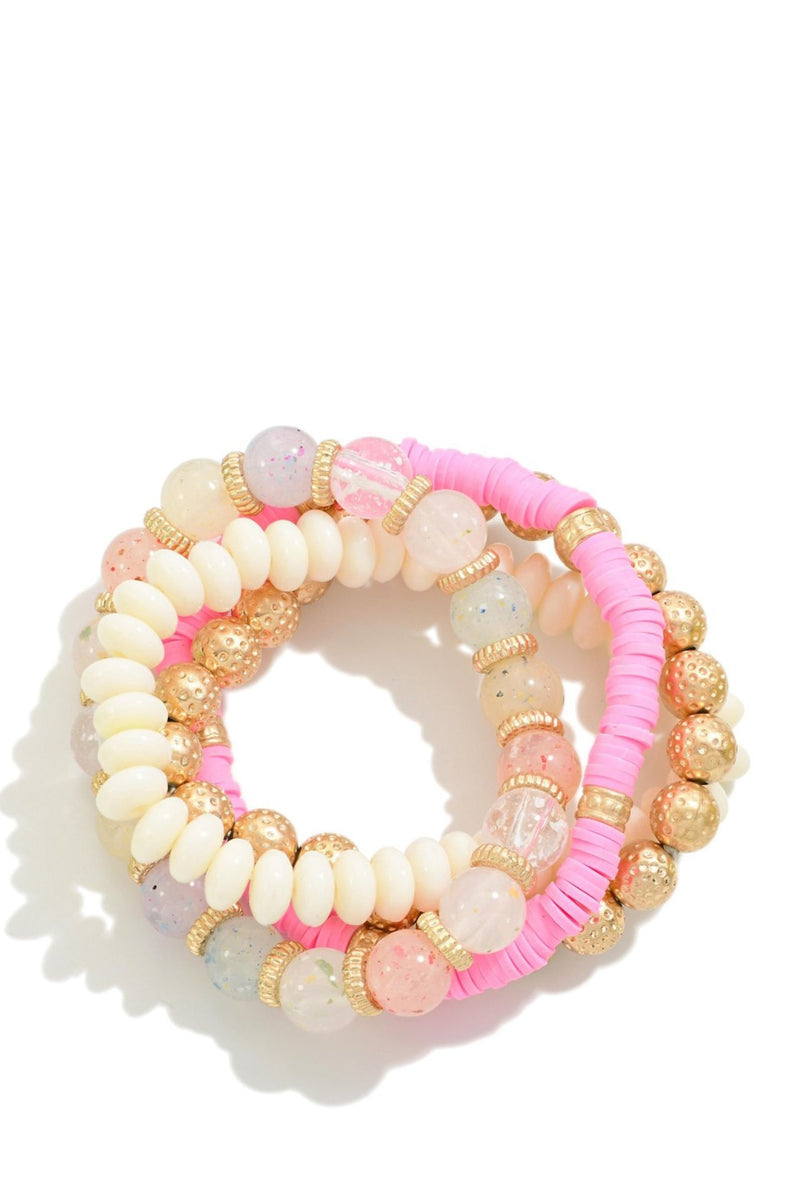Pink, Gold and Cream Bracelet Set