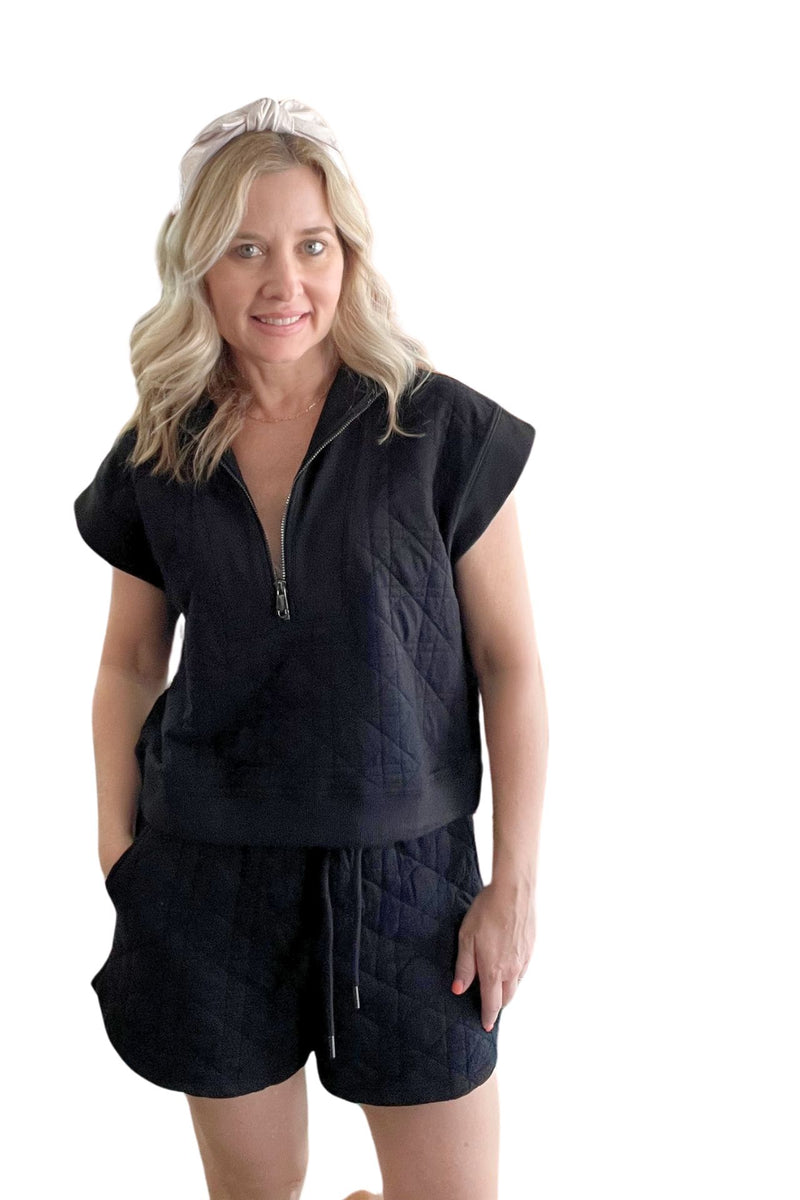 Quilted 1/4 Zip Top