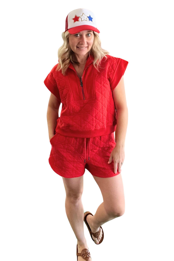 Quilted Drawstring Waist Shorts