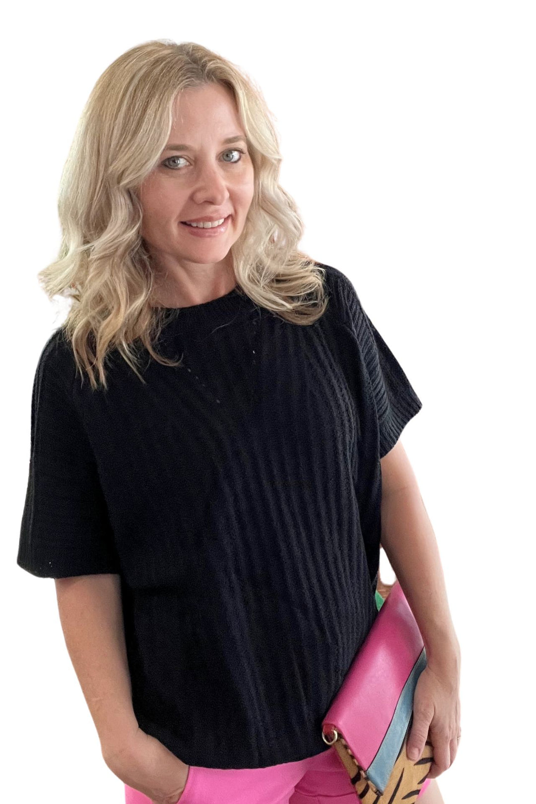 Loose Fit Knit Short Sleeve Top
