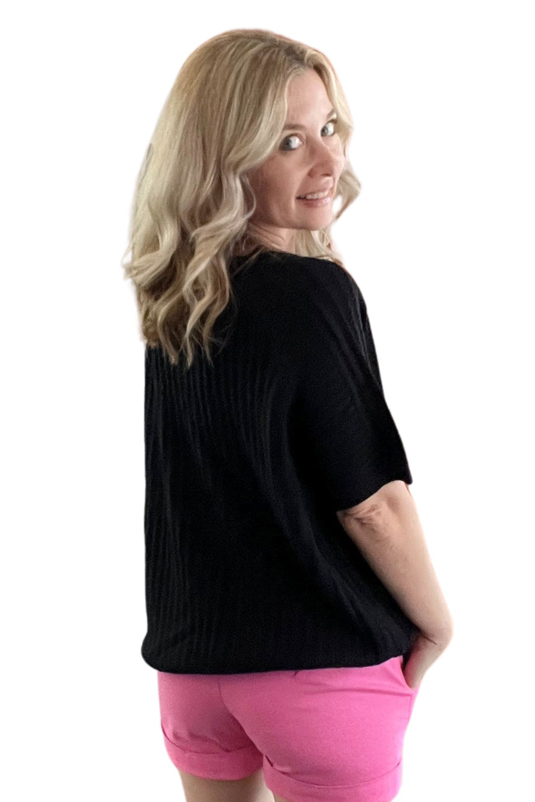 Loose Fit Knit Short Sleeve Top