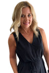 V-Neck Tie Waist Jumpsuit