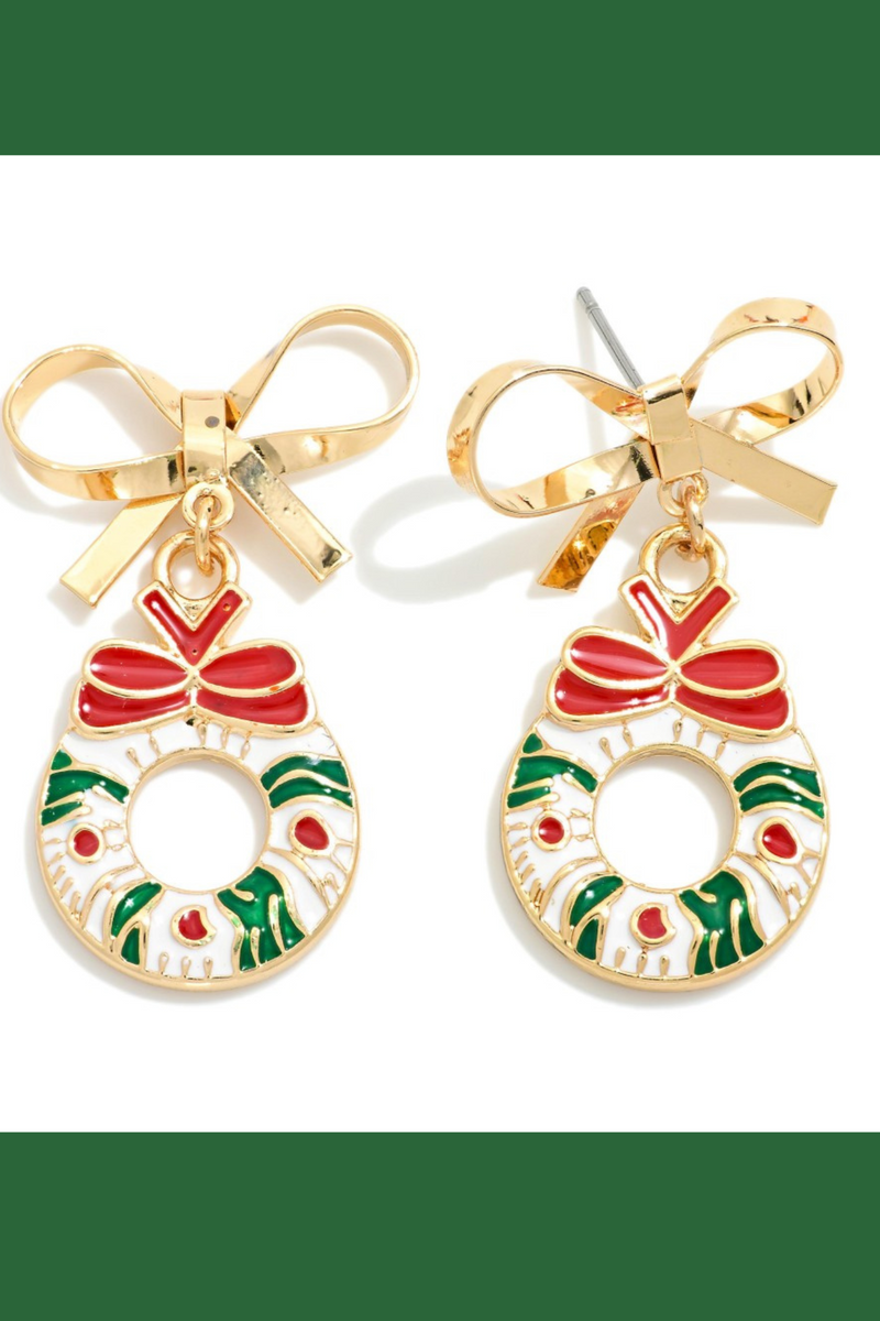 Enamel Wreath Drop Earrings