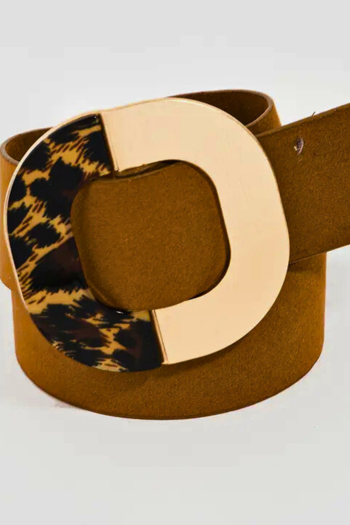 Faux Suede Leopard Buckle Fashion Belt