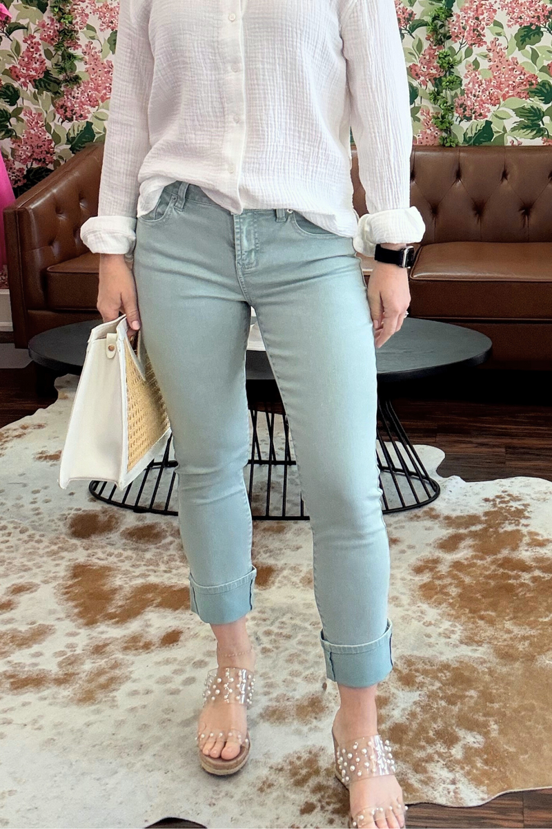 Dear John Denim Mint Cuffed Blaire Jeans