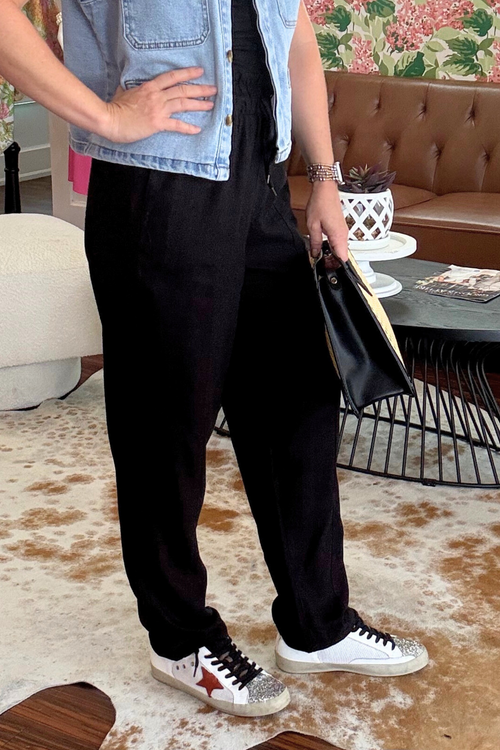 Linen Pull On Straight Leg Pants