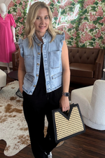 Ruffle Sleeve Denim Vest