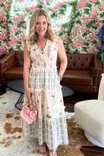 Cream Floral Midi Dress