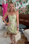 Antique European Floral Jacquard Mini Dress with Bow