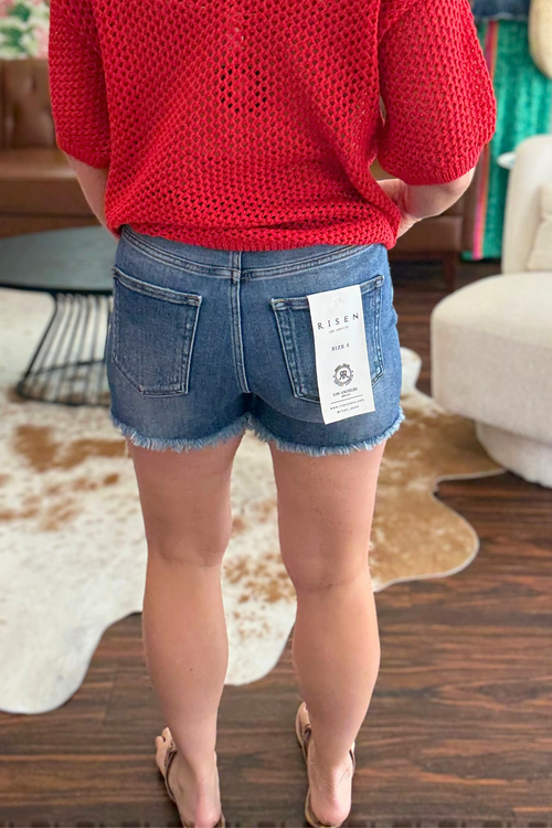 Risen Dark Wash Tummy Control Denim Shorts