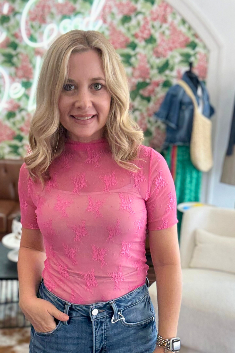 Lace Short Sleeve Top