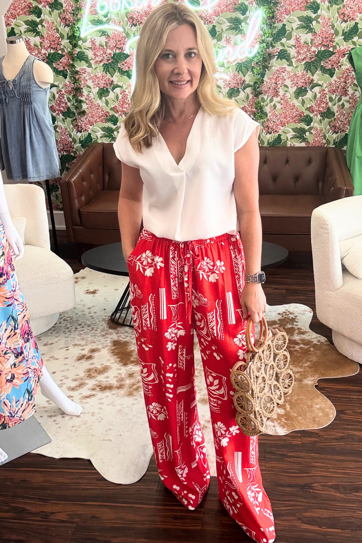 Summer Print Wide Leg Pants