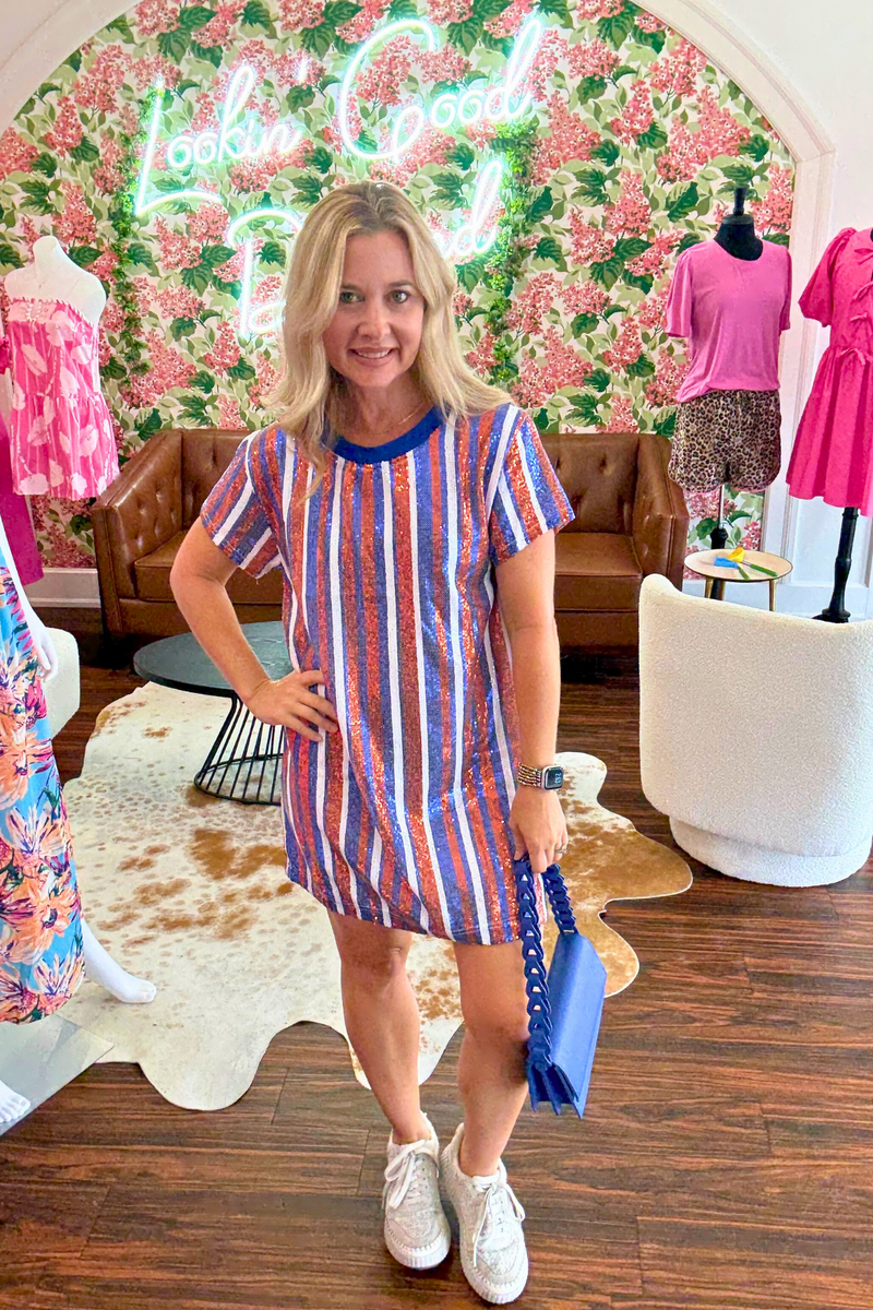 Sequin Game Day Shift Dress