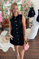 Sleeveless Mini Dress with Gold Button Detail