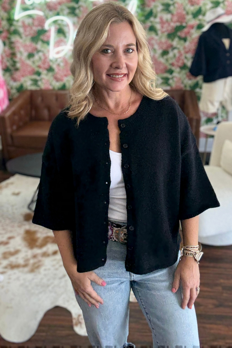 3/4 Sleeve Button Down Cardigan