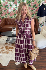 Abstract Print Midi Dress