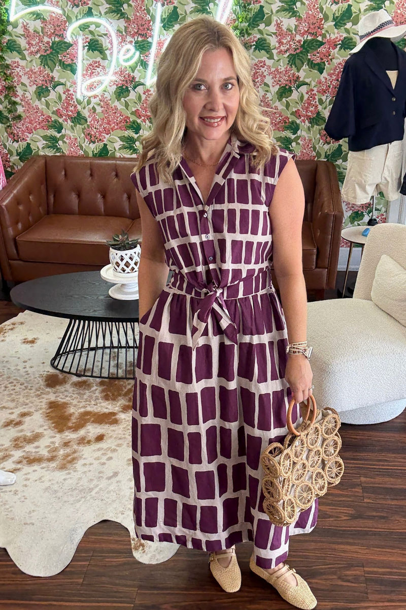 Abstract Print Midi Dress