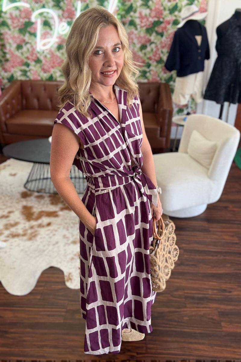 Abstract Print Midi Dress