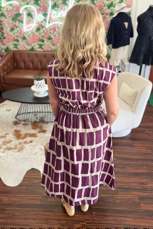 Abstract Print Midi Dress