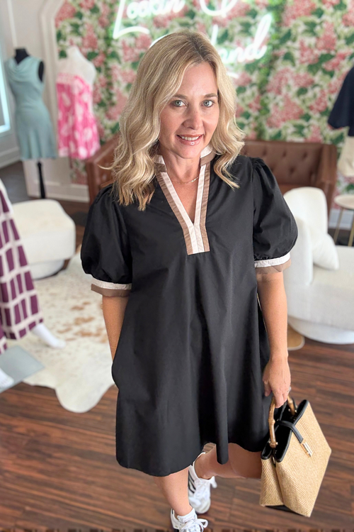 Black Mini Dress with sleeve Accent