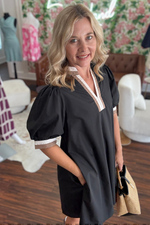 Black Mini Dress with sleeve Accent