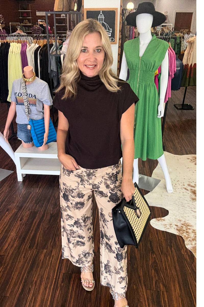 Black and Cream Floral Pants