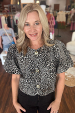 Leopard Print Button Down Top