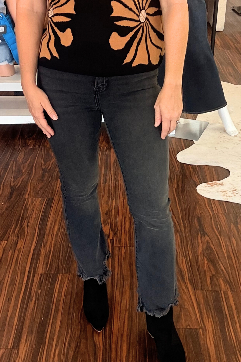 Hidden Washed Black Happi Cropped Flares