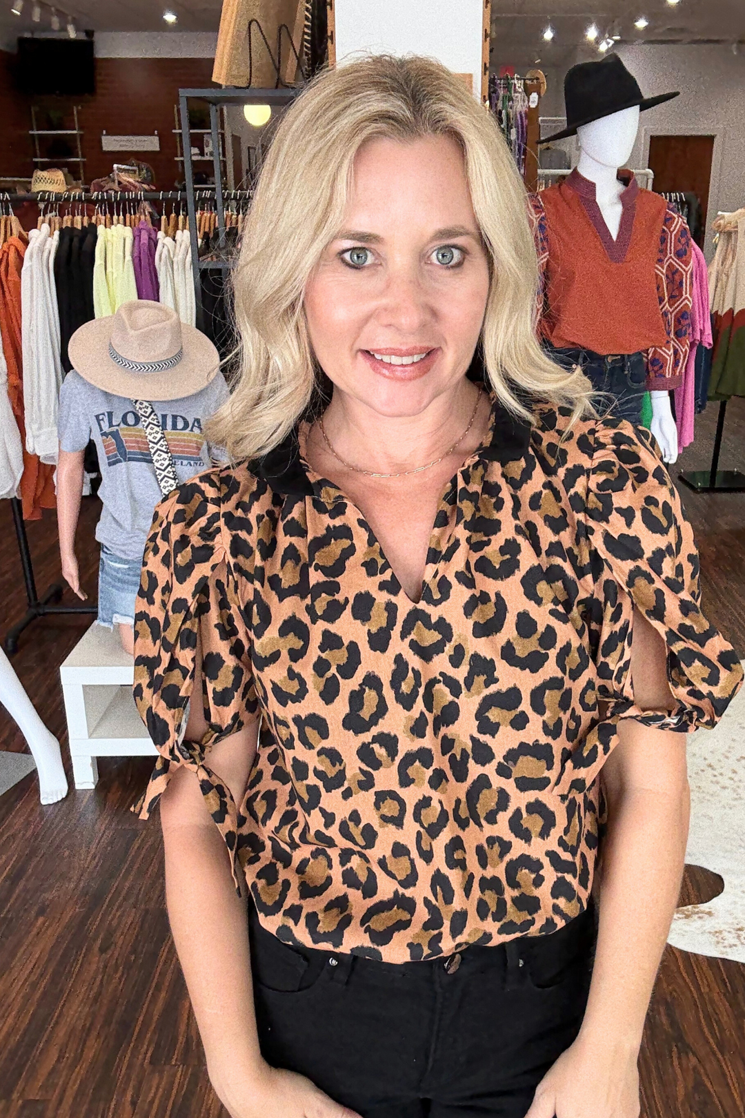 Short Sleeve Cheetah Print Top
