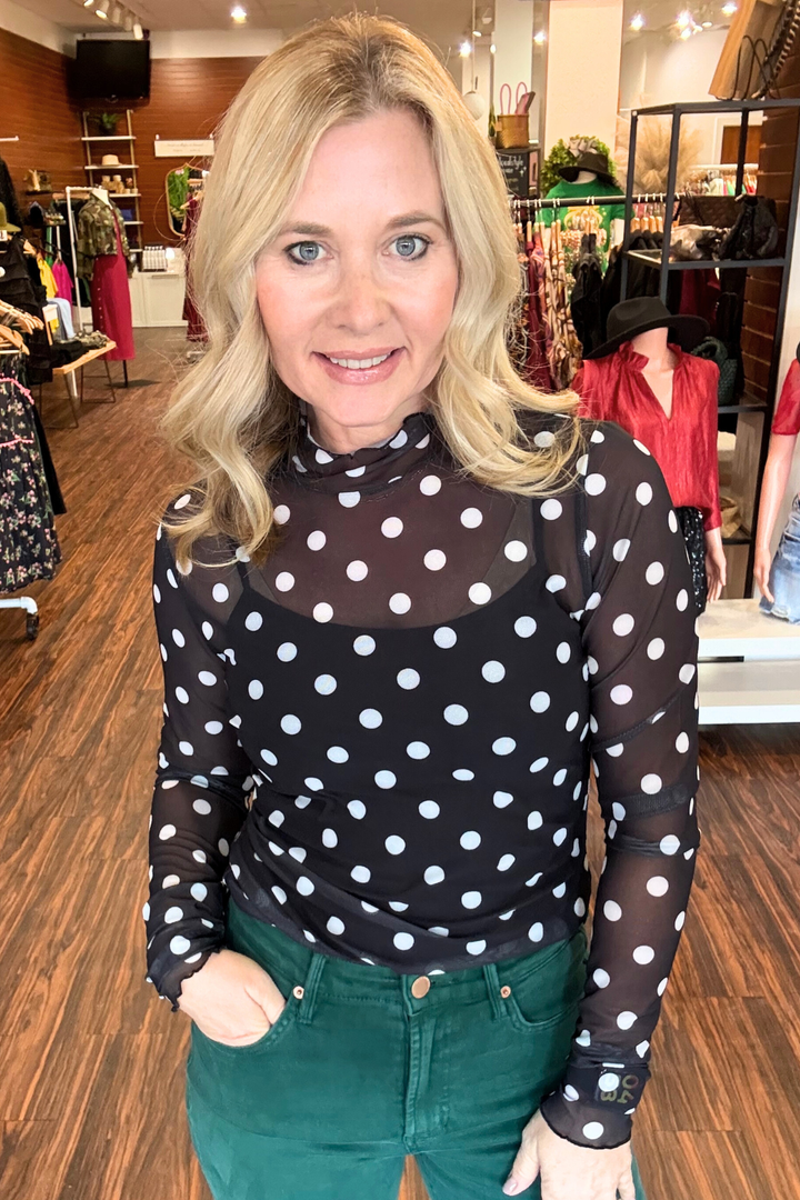 Polka Dot Mesh Top