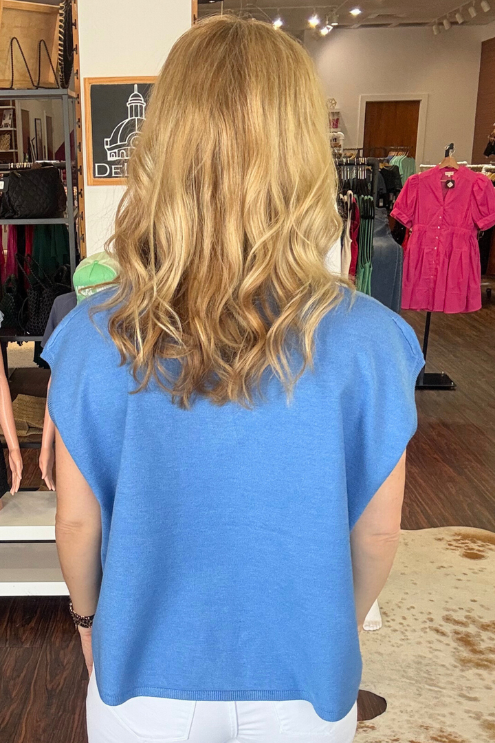 V-Neck Knit Short Sleeve Top