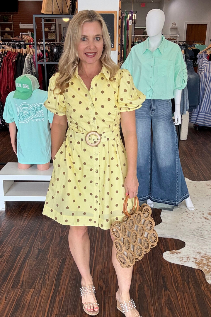 Belted Polka Dot Mini Dress