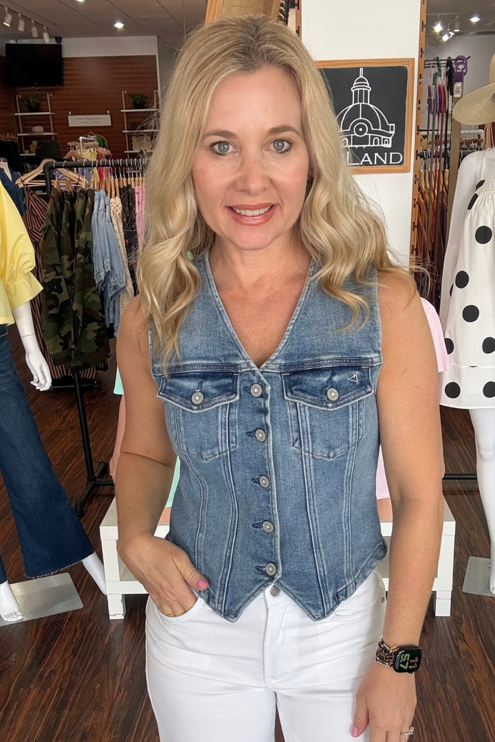 Hidden Fitted Denim Vest