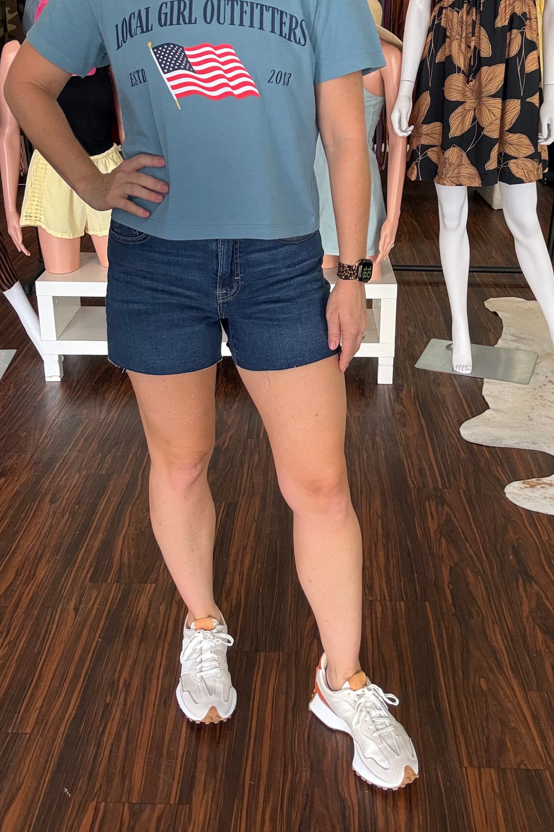 Hidden Dark Wash Stretch Denim Shorts
