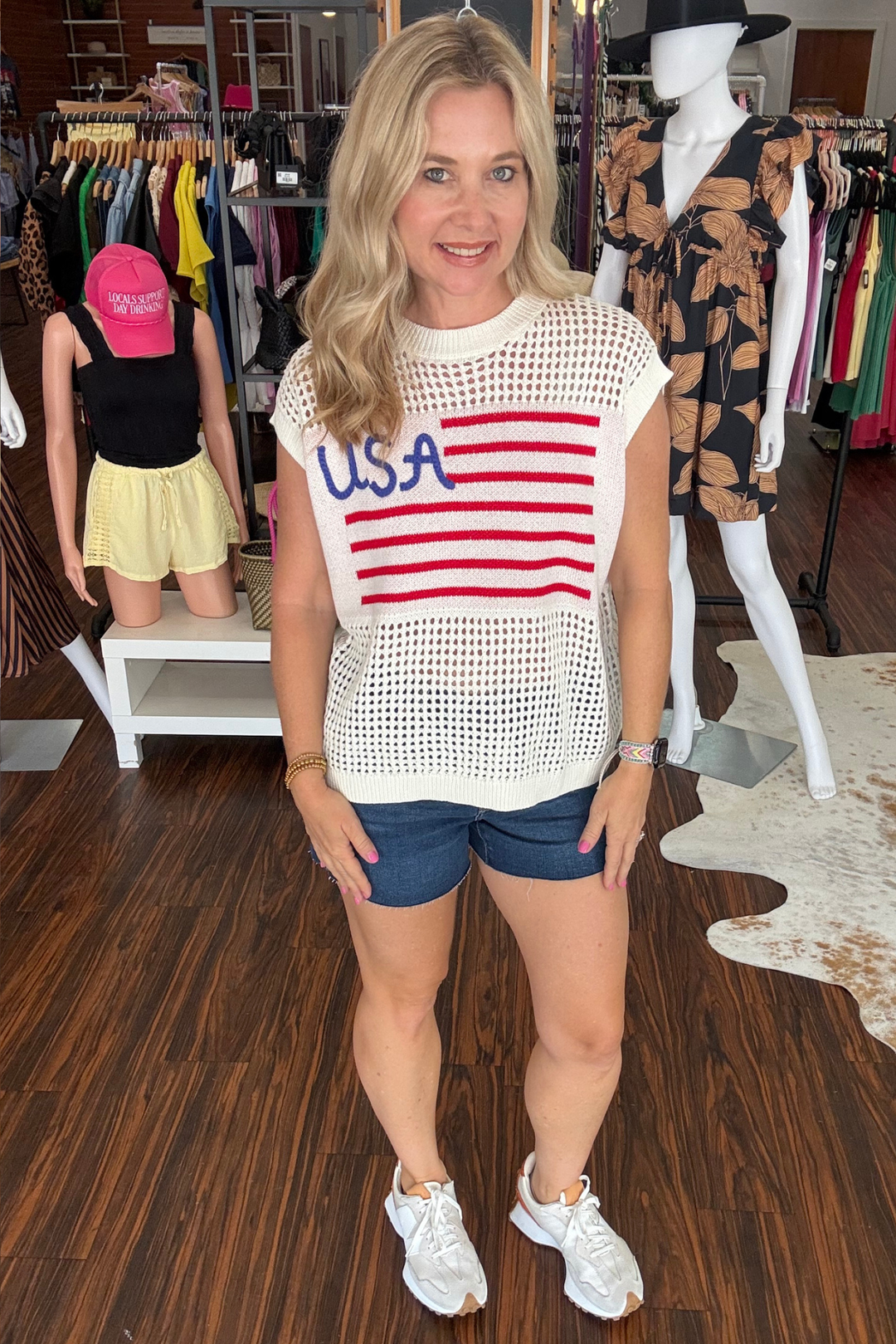 Open Knit USA Top