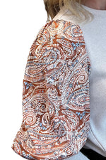 Ribbed Top with Paisley Long Sleeves
