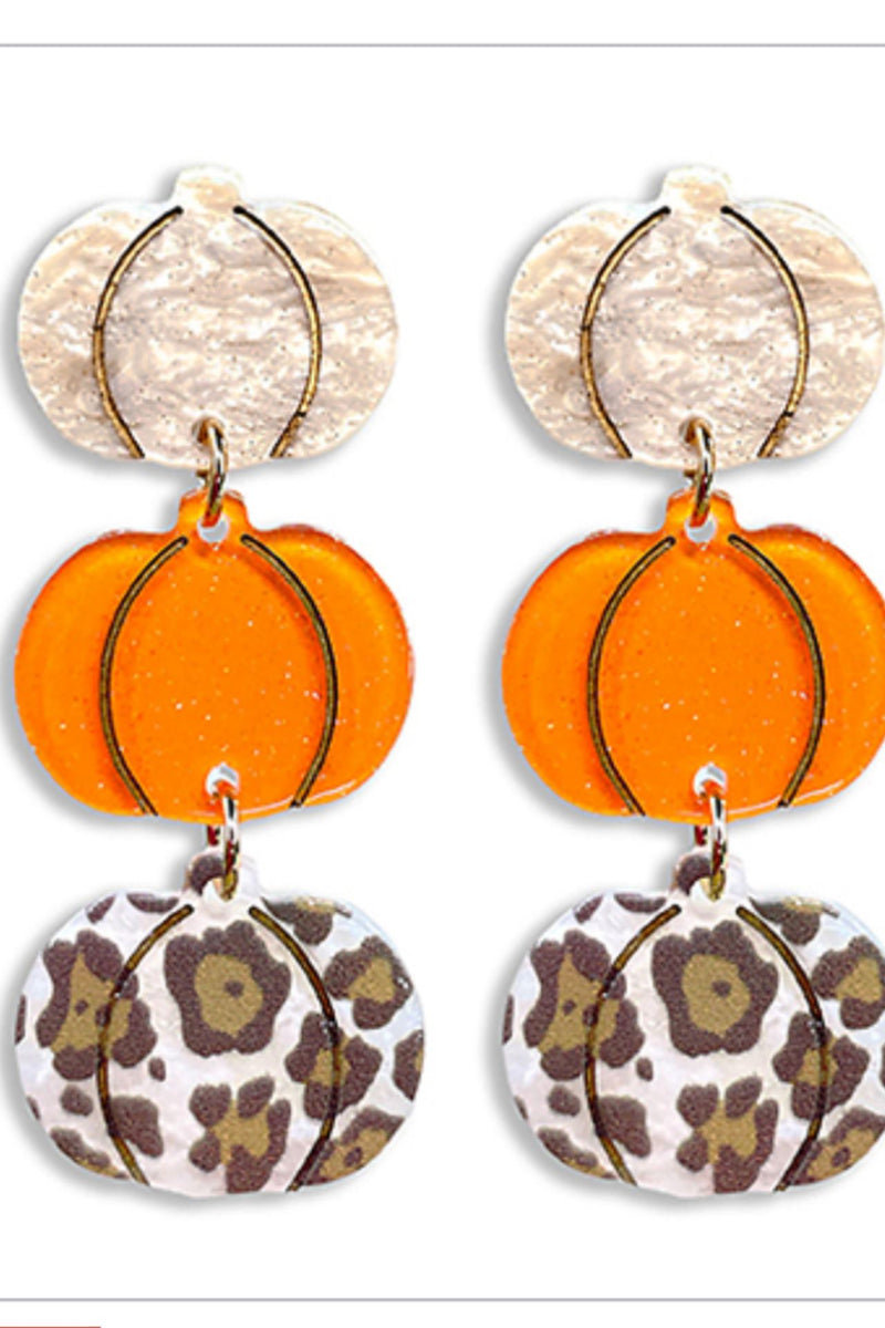 3 Pumpkin Dangle Earrings