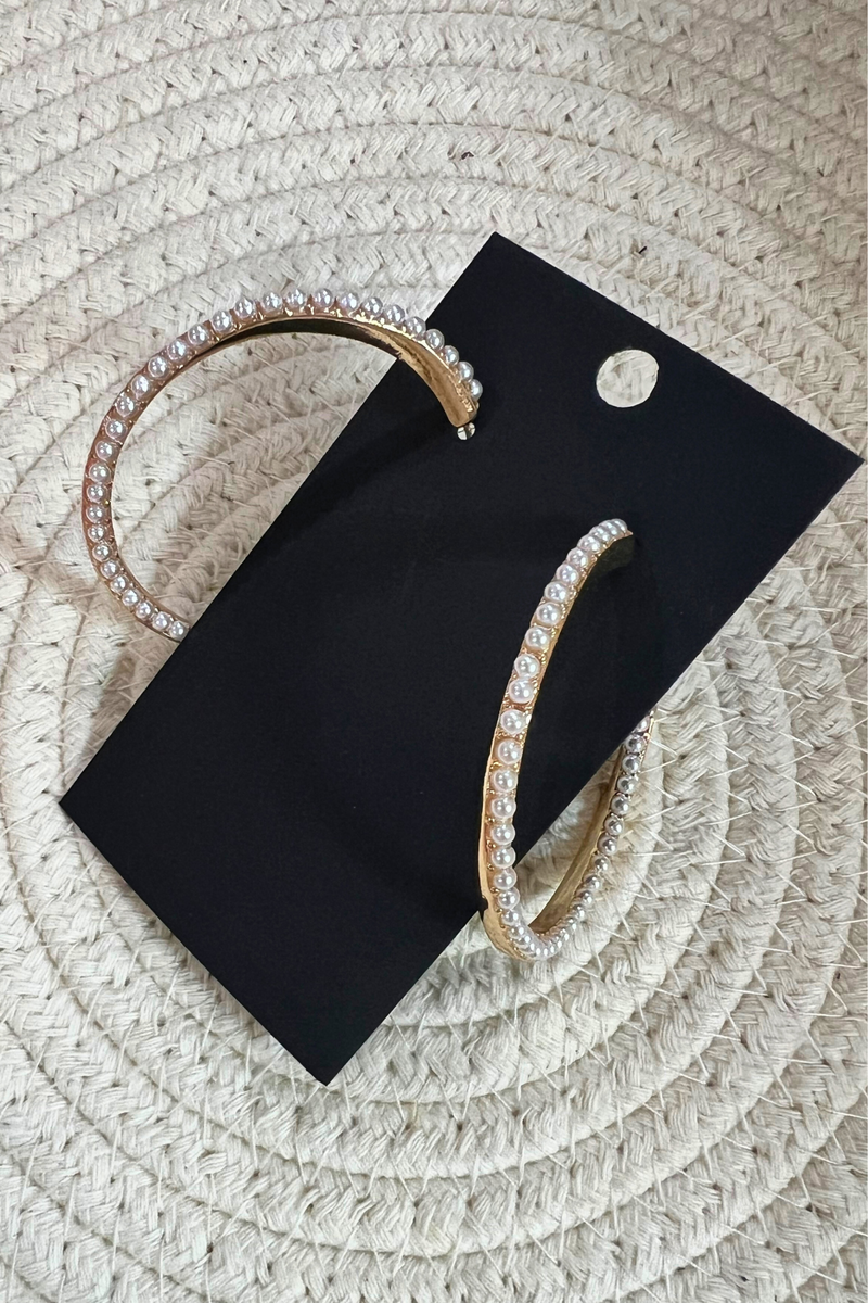 Pearl and Gold Hoop Earrings
