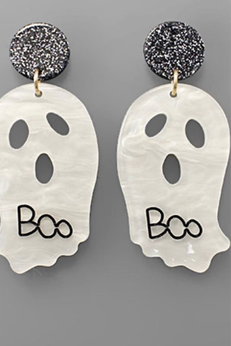BOO Letter Ghost and Circle Earrings