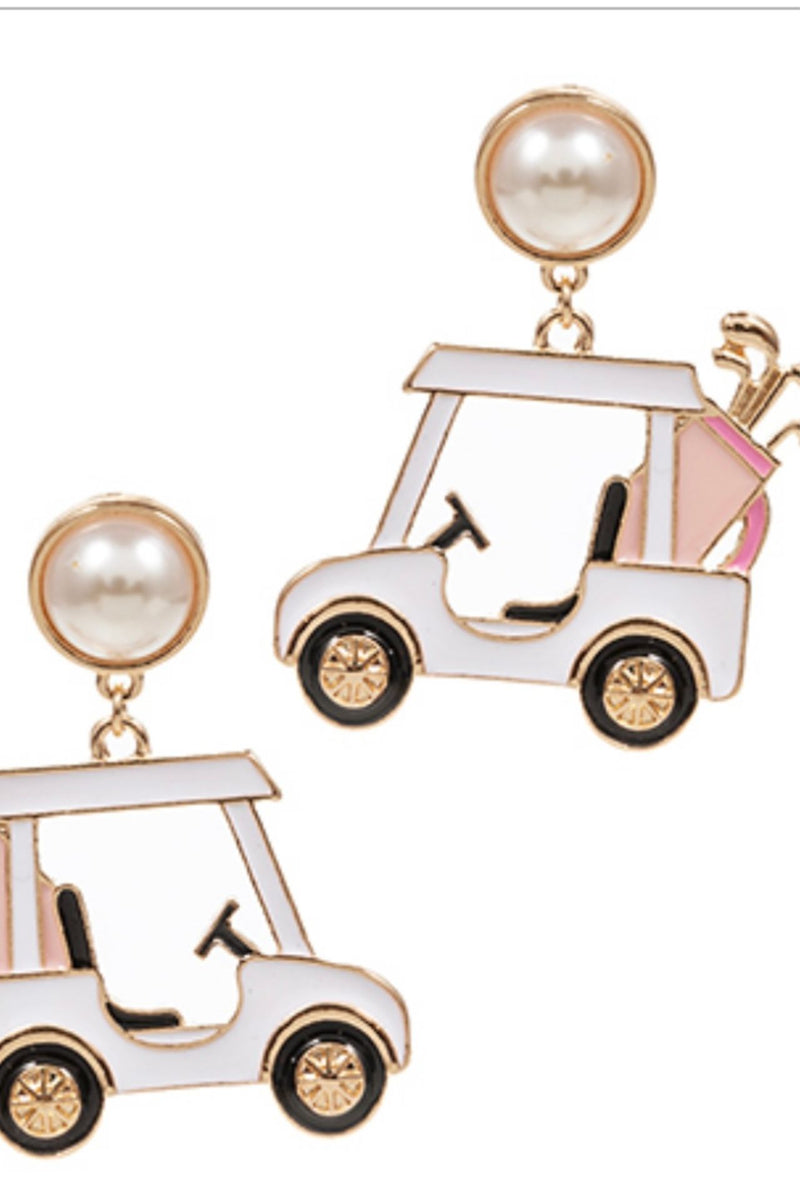 Golf Cart and Club Earrings