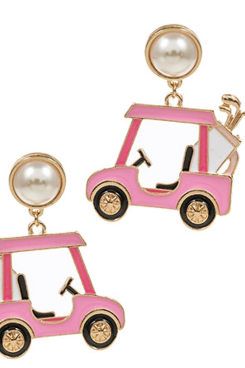 Golf Cart and Club Earrings