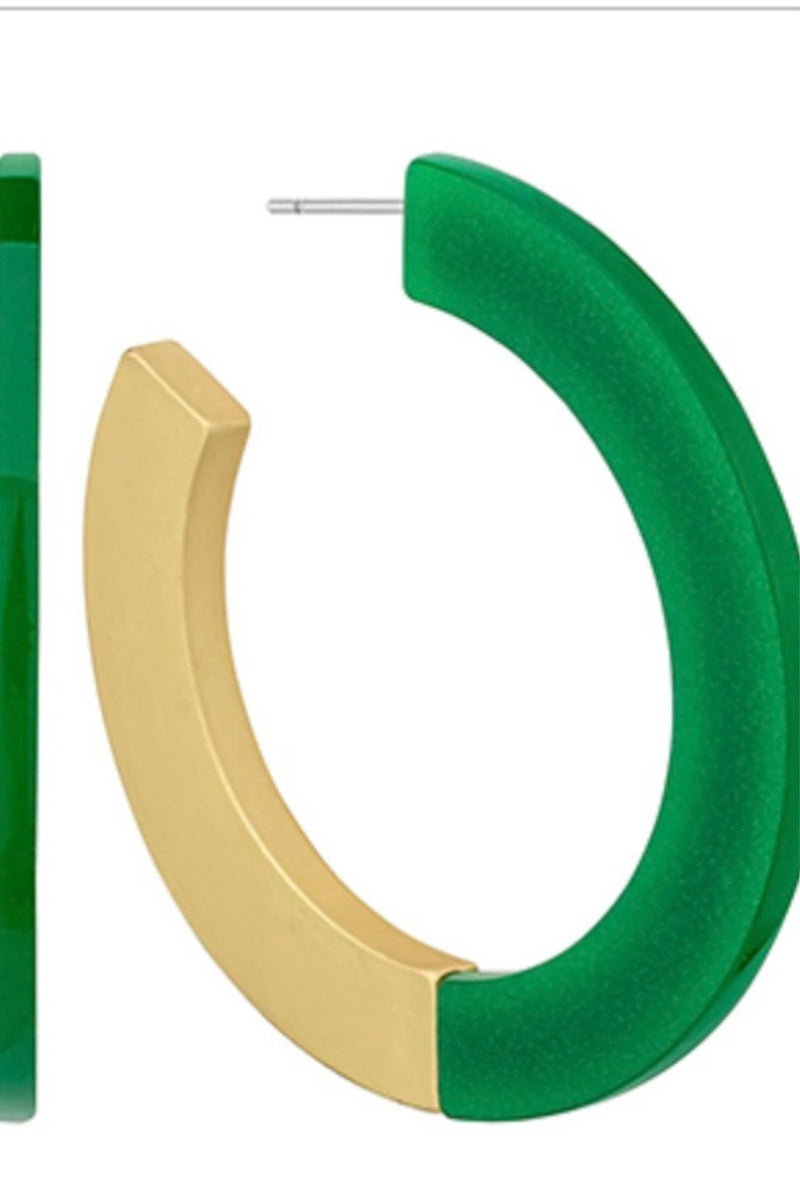 Green 45 MM Acrylic and Metal Hoops